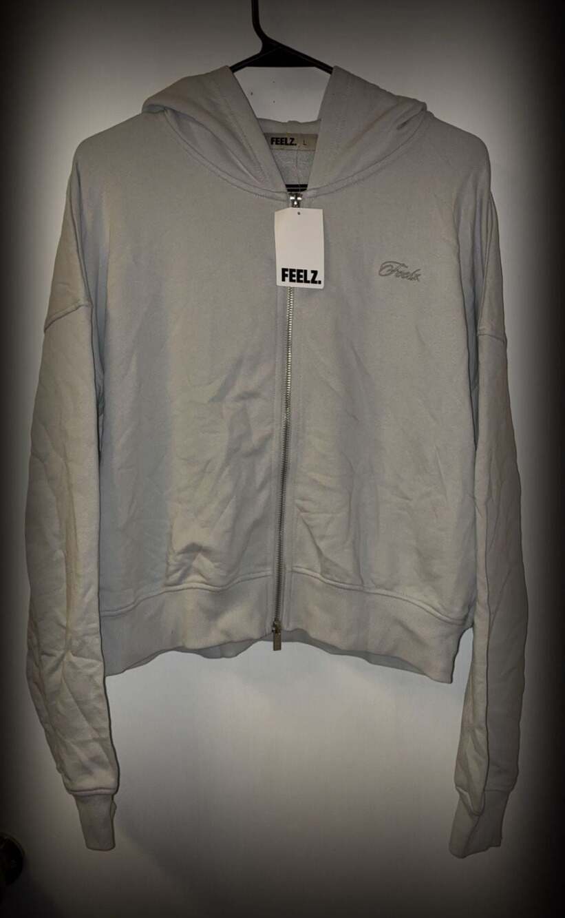Feelz Washed Zip Hoodie Светло-серый Light Grey Size L New with Tags